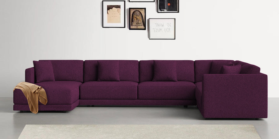 Carlin Fabric Rhs 8 Seater Sectional Sofa In Greek Purple Colour - Febonic Living
