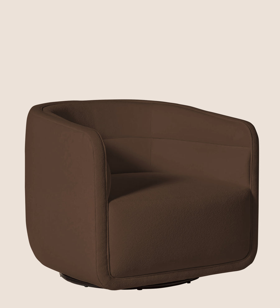 Ria Fabric Swivel Chair In Ash Brown Colour - Febonic Living