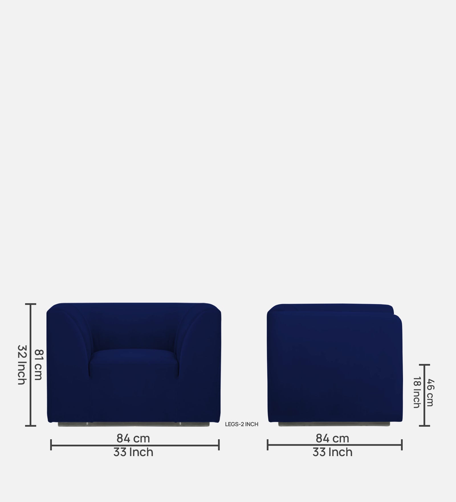 Bufa Velvet 1 Seater Sofa in Dark Blue Colour