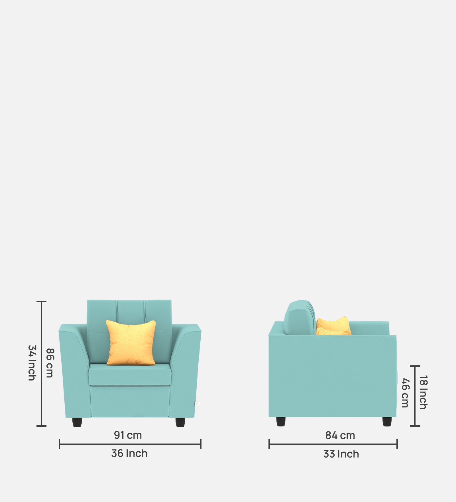 Nestin Velvet 1 Seater Sofa in Barmunda Aqua Colour