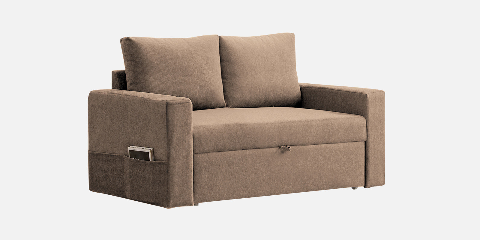 Kara Fabric 2 Seater Pull Out Sofa Cum Bed in Cookie Beige Colour