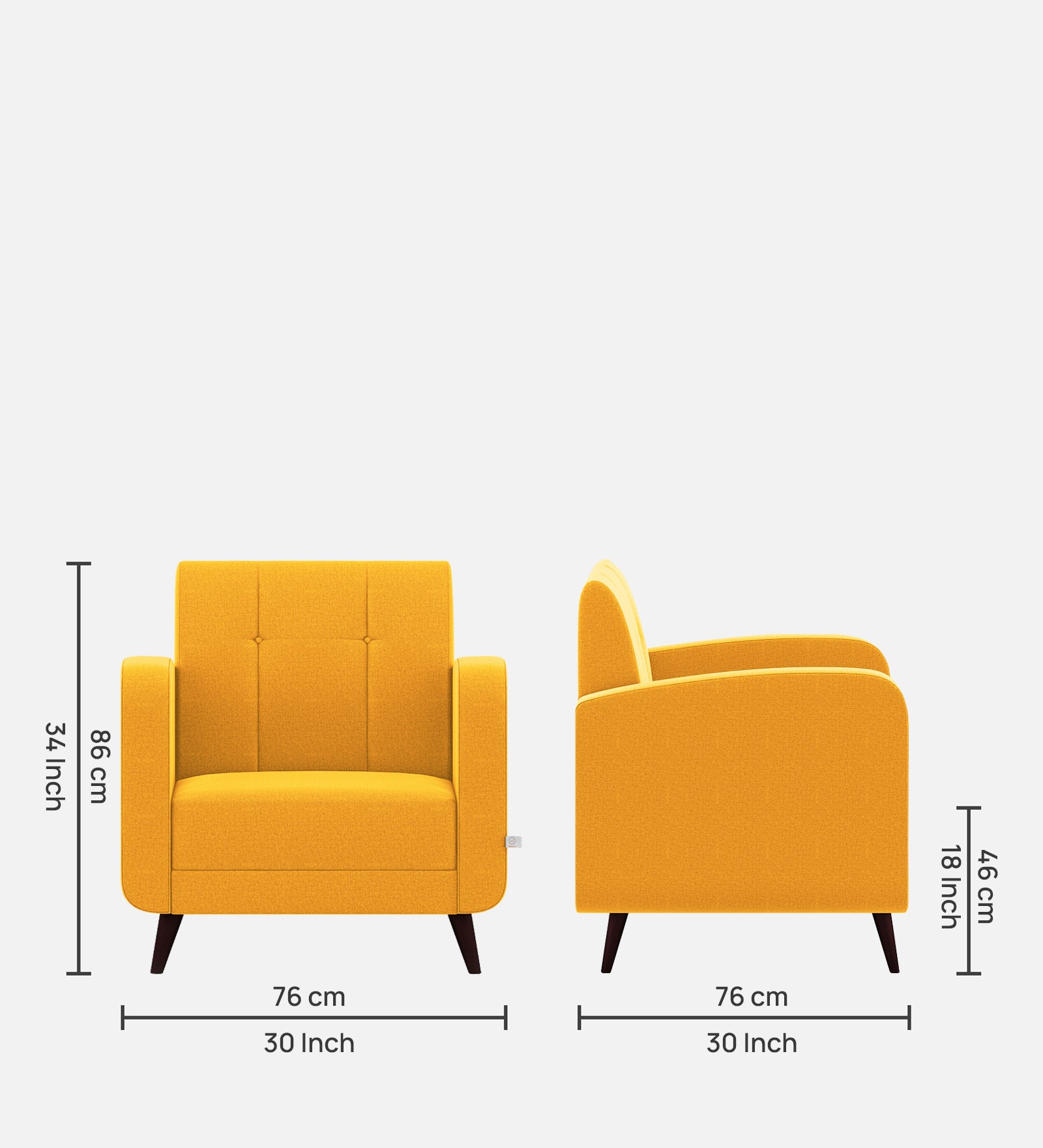 Wiki Velvet 1 Seater Sofa in Safforn Yellow Colour