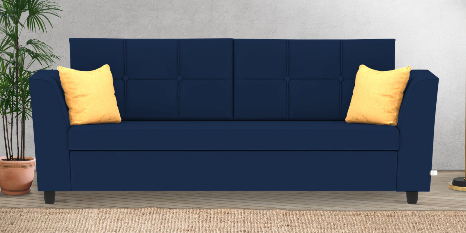 Nestin Velvet 3 Seater Sofa in Imperial Blue Colour