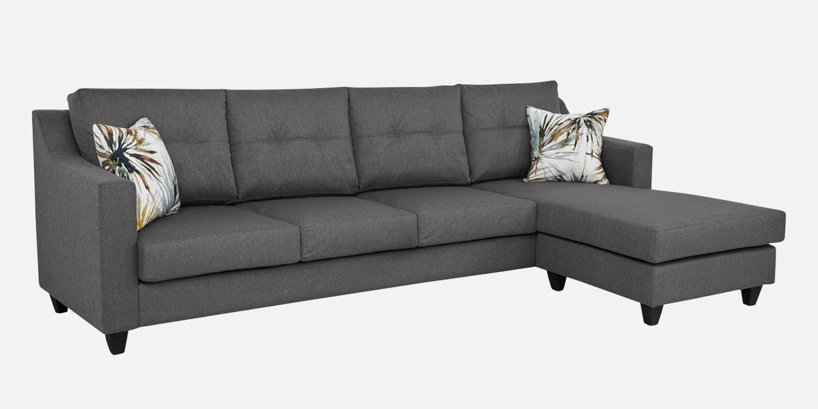 Welly Fabric LHS Sectional Sofa (3+Lounger) In Sudo Grey Colour