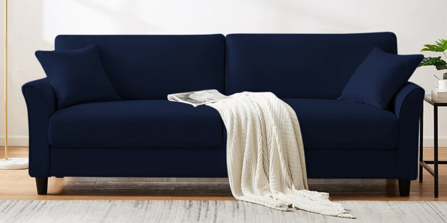 Daroo Velvet 3 Seater Sofa In Indigo Blue Colour - Febonic Living