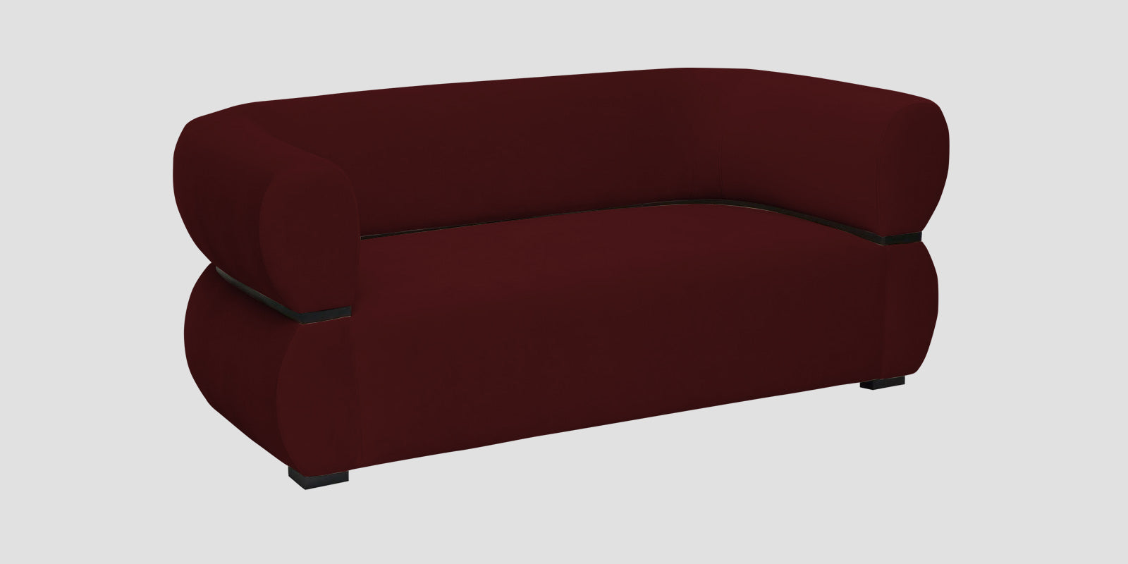 Kula Velvet 2 Seater Sofa In Blood Maroon Colour