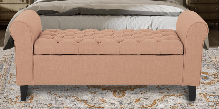 Nowia Fabric 2 Seater Recamier In Cosmic Beige Colour With Storage - Febonic Living