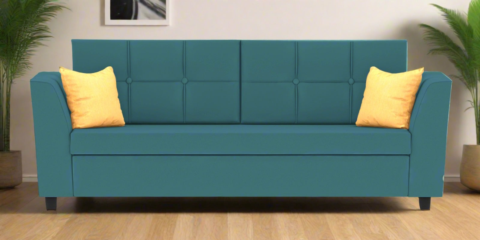 Nestin Velvet 3 Seater Sofa in Aqua Blue Colour