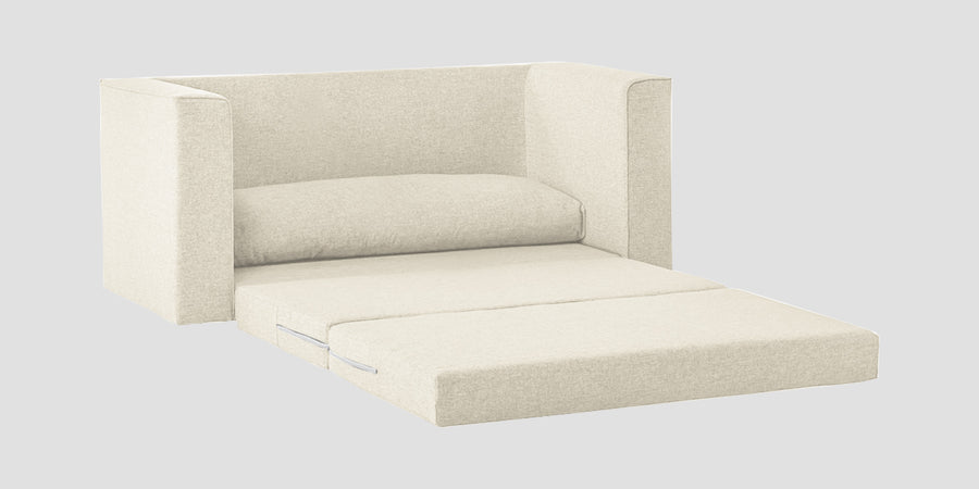 Kenia Fabric 3 Seater Foldable Sofa Cum Bed In Ivory Cream Colour - Febonic Living