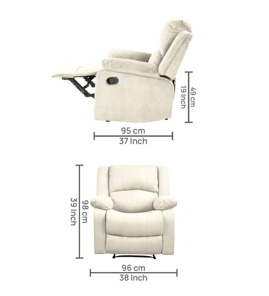 Henry Fabric 1 Seater Motorized Recliner In Ivory Cream Colour - Febonic Living