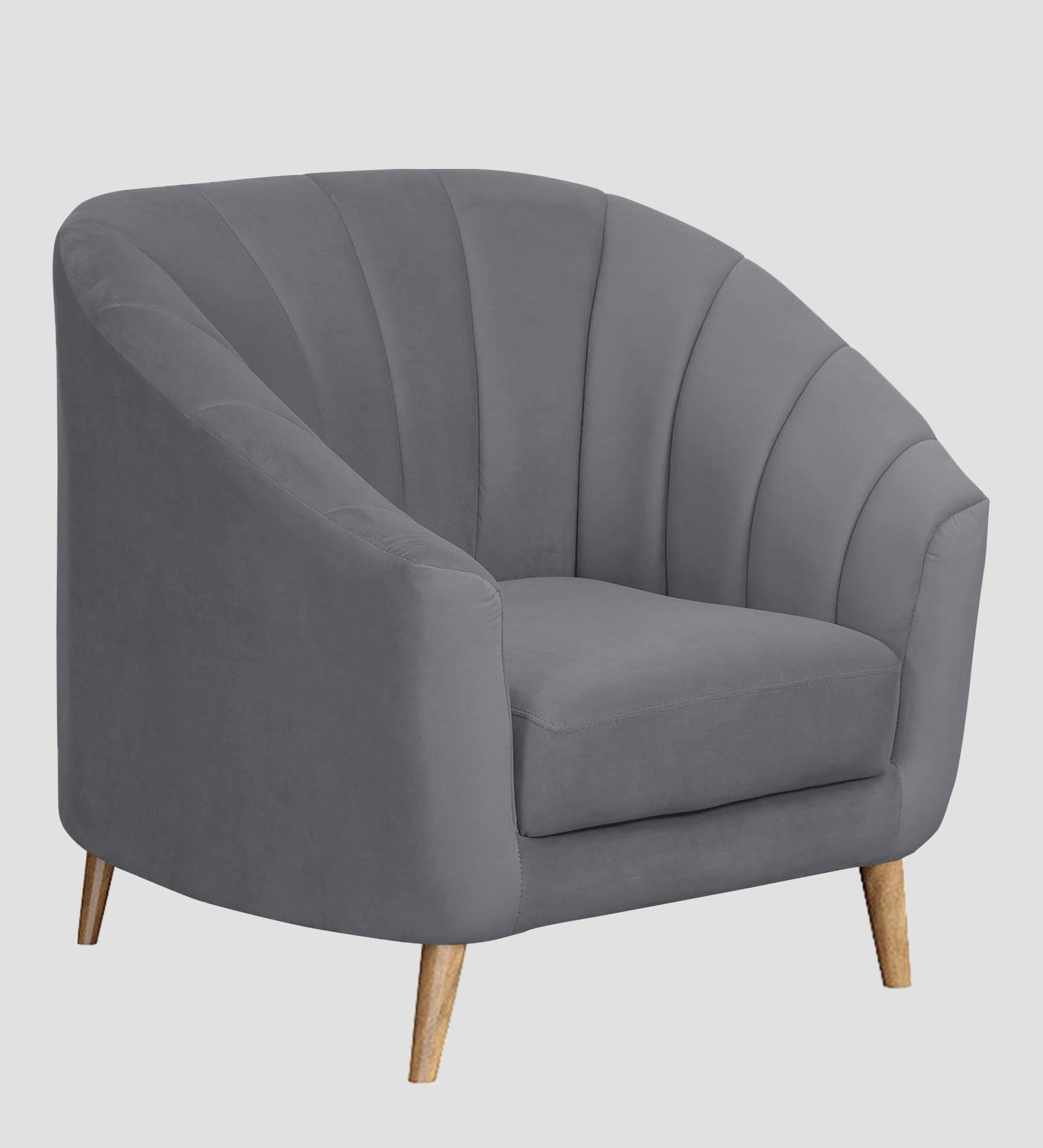 Nancy Velvet 1 Seater Sofa in Pubble Grey Colour