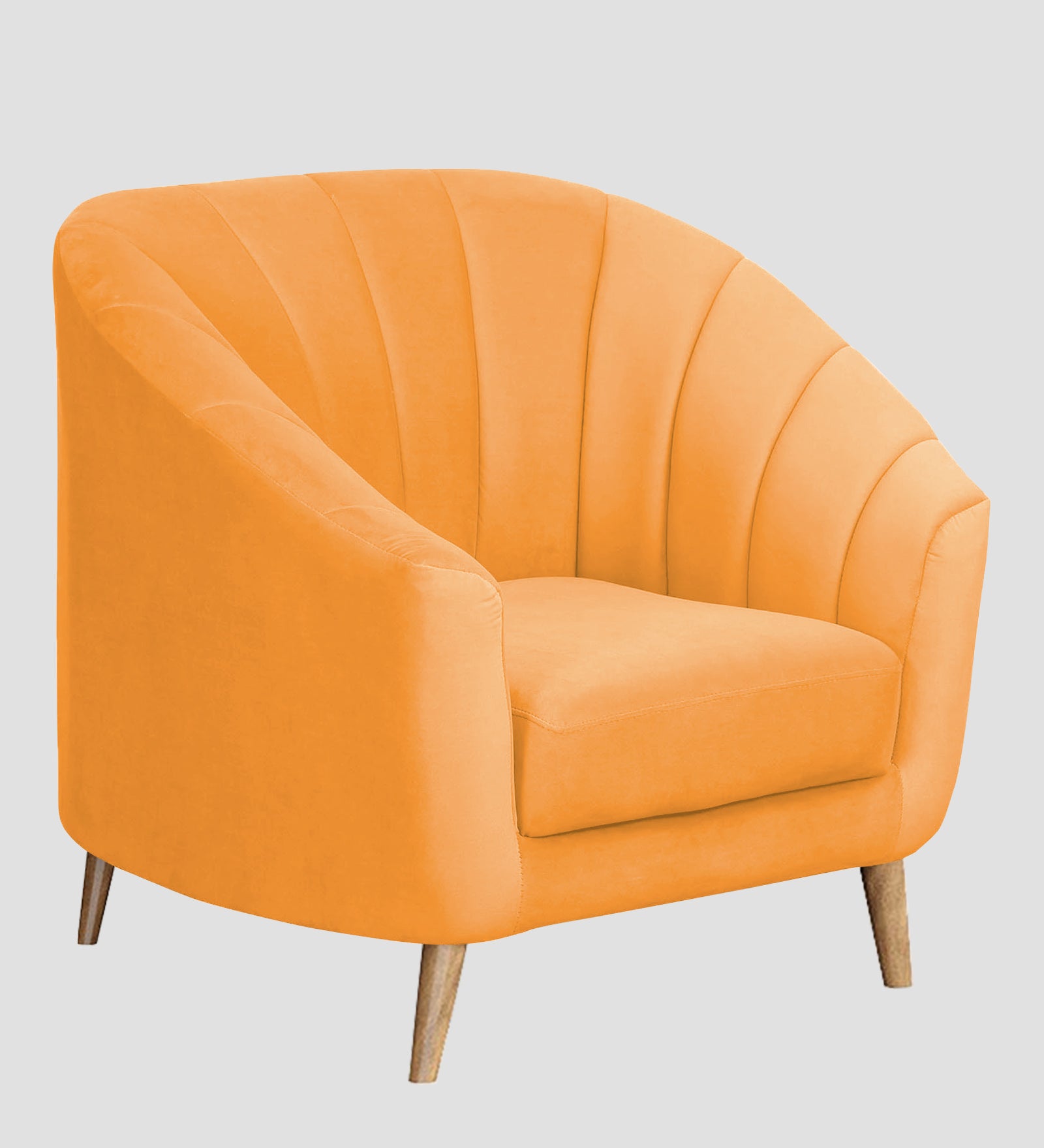 Nancy Velvet 1 Seater Sofa in Tangerine orange Colour