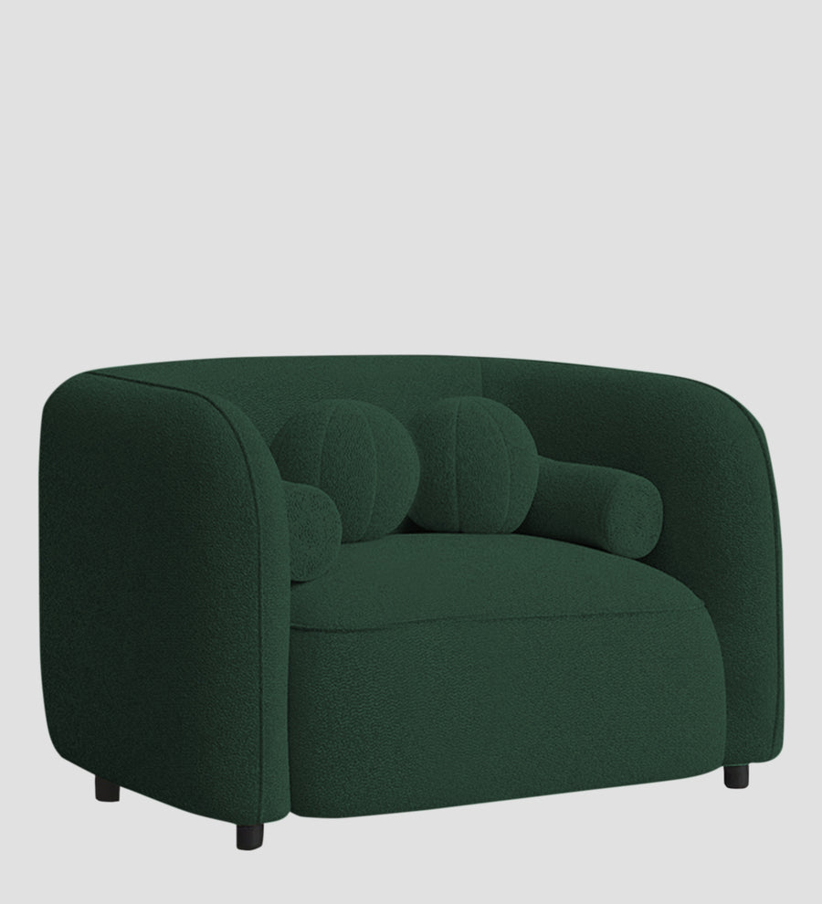 Corny Boucle Fabric 1 Seater Sofa In Hunter Green Colour - Febonic Living