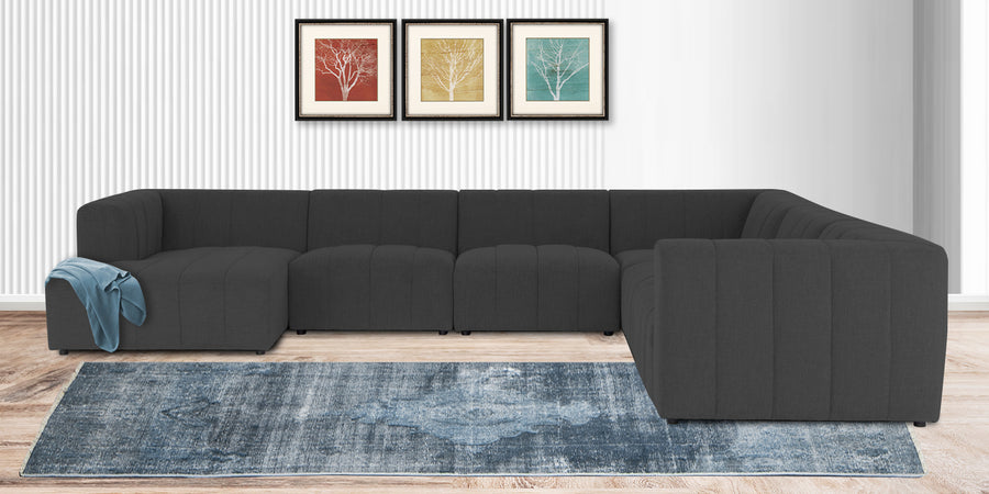 Damo Fabric Rhs 8 Seater Corner Sofa In Charcoal Grey Colour - Febonic Living