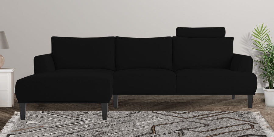 Como Fabric Rhs Sectional Sofa 3 Lounger In Zed Black Colour - Febonic Living