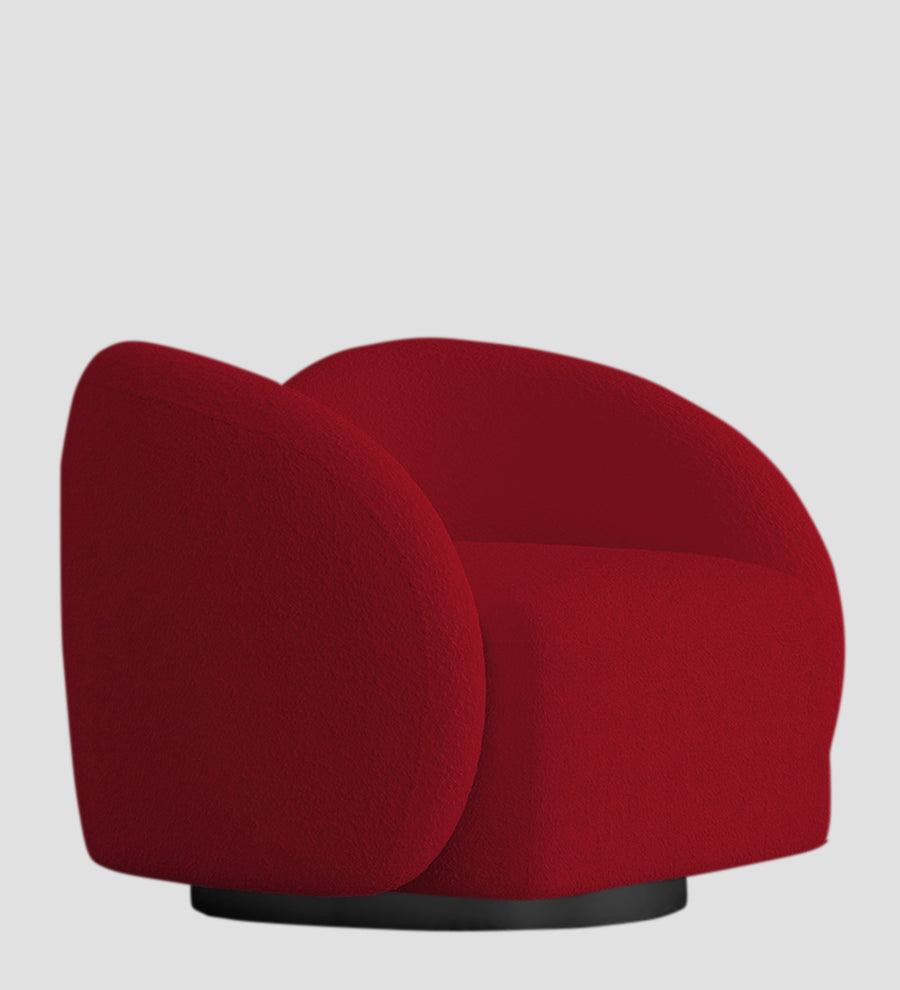 Miles Boucle Fabric Swivel Chair In Candy Red Colour - Febonic Living