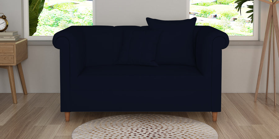 Rubi Velvet 2 Seater Sofa In Dark Blue Colour - Febonic Living