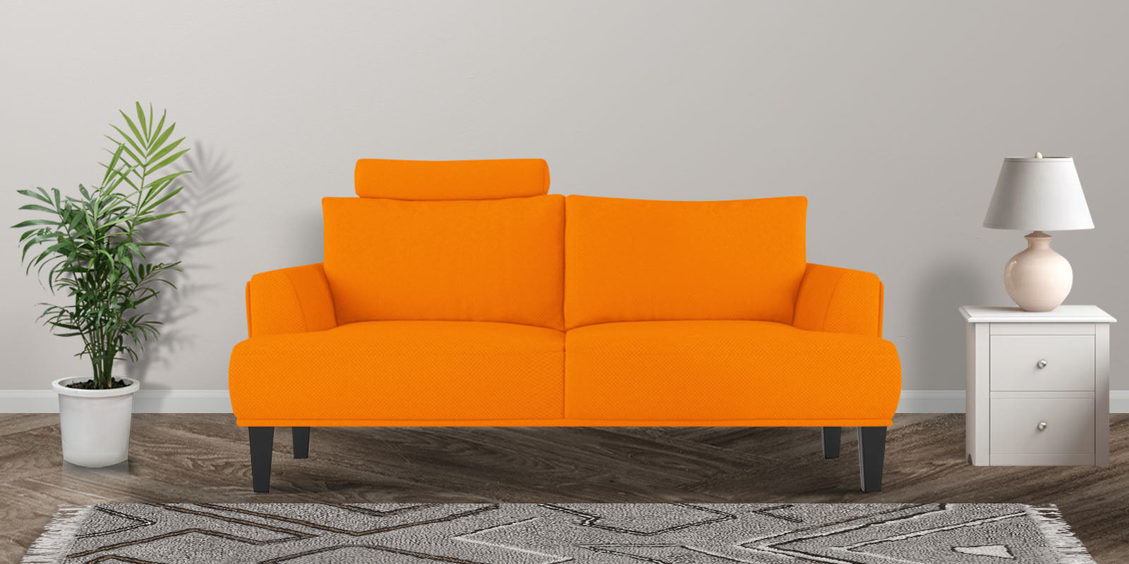 Como Fabric 2 Seater Sofa in Vivid Orange Colour