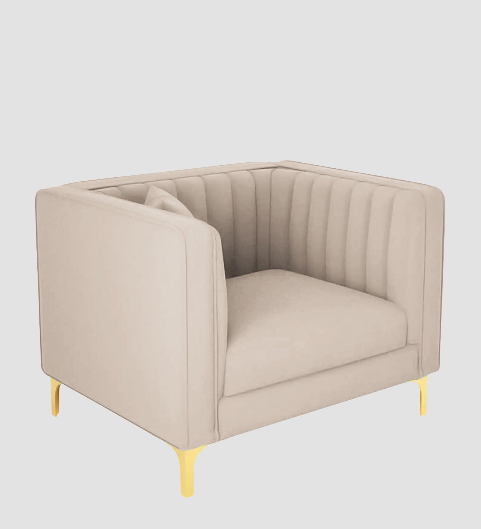 Saban Velvet 1 Seater Sofa in  Camel Beige Colour - Febonic Living