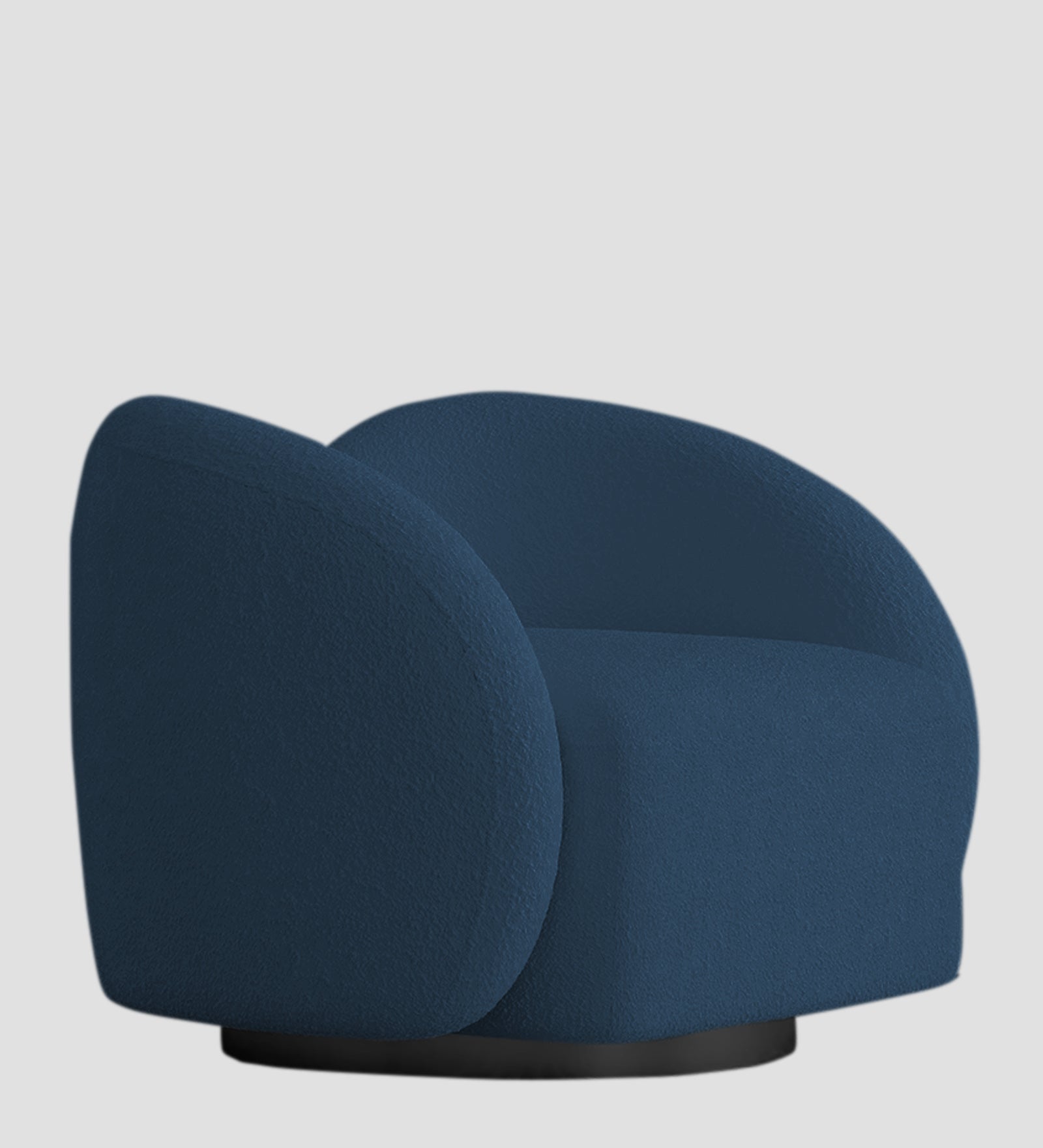 Miles Boucle Fabric Swivel Chair in Classic Blue Colour