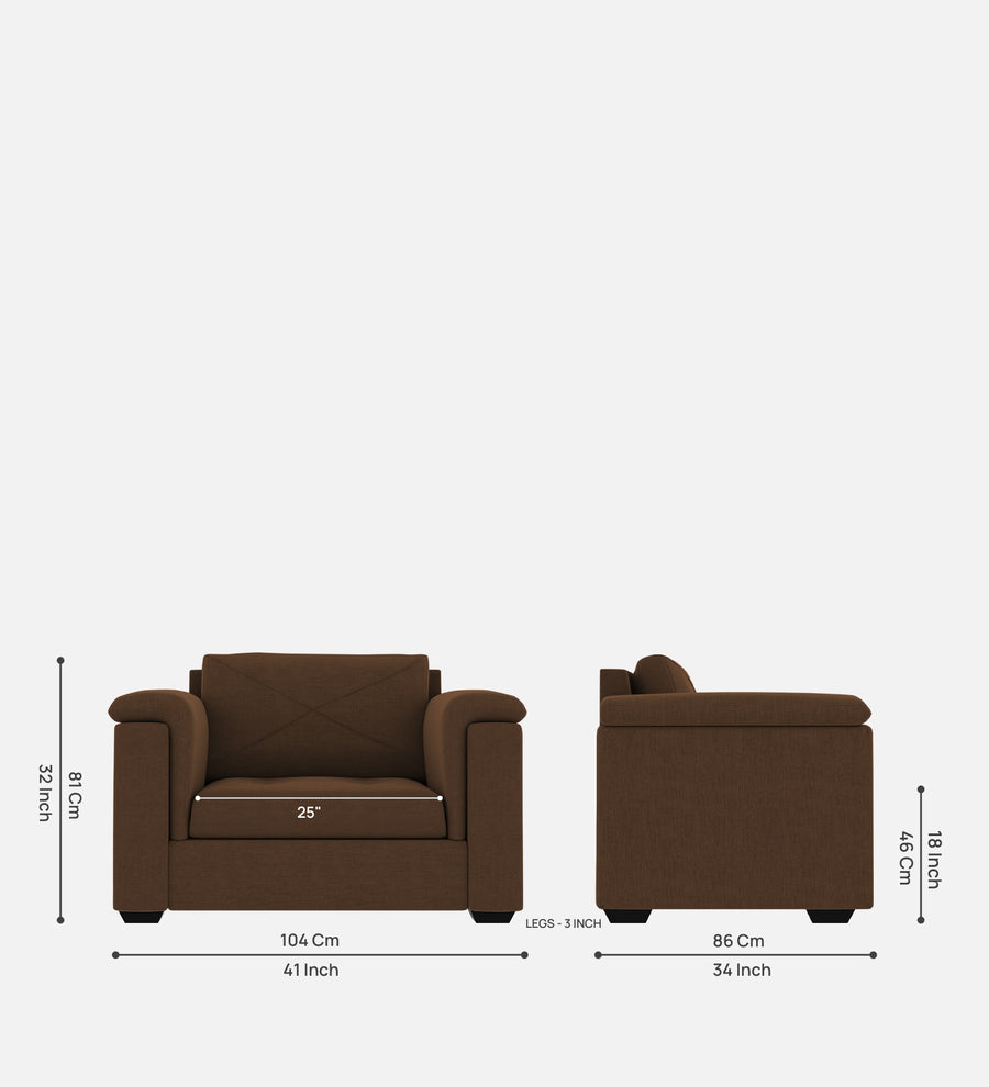 Andres Fabric 1 Seater Sofa In Chestnut Brown Colour - Febonic Living