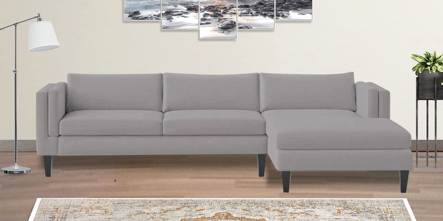 Jasper Velvet Lhs Sectional Sofa 3 Lounger In Concrete Grey Colour - Febonic Living