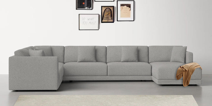 Carlin Fabric Lhs 8 Seater Sectional Sofa In Lit Grey Colour - Febonic Living