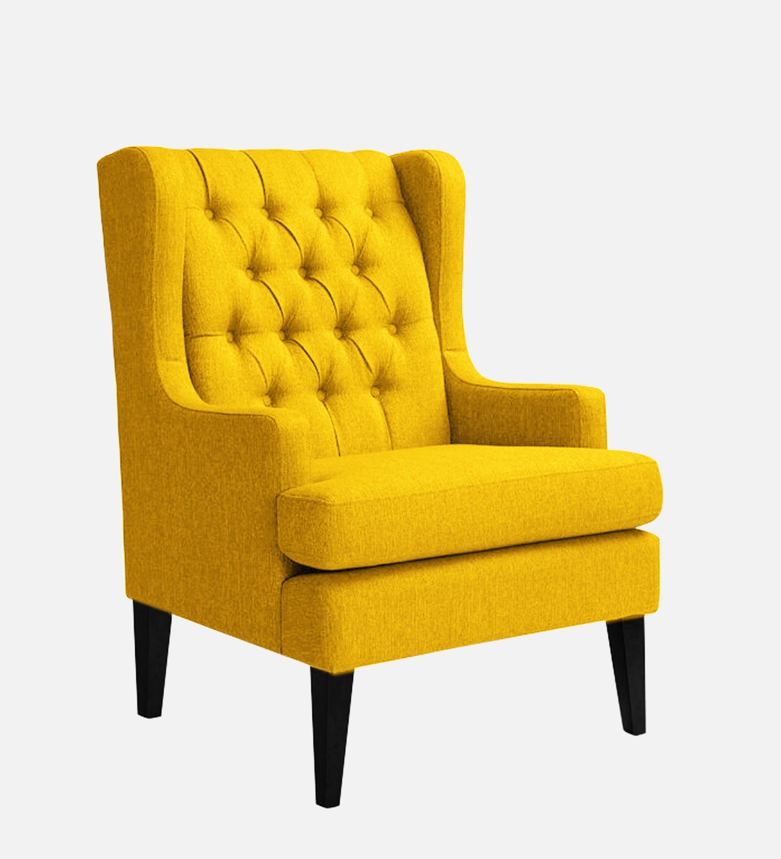 Panas Fabric Wing Chair In Bold Yellow Colour