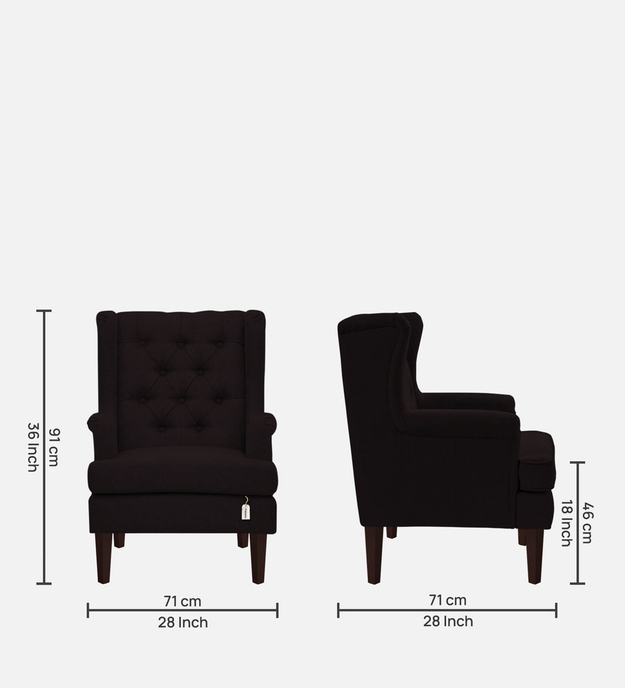 Deyuk Fabric Wing Chair In Cara Brown Colour - Febonic Living