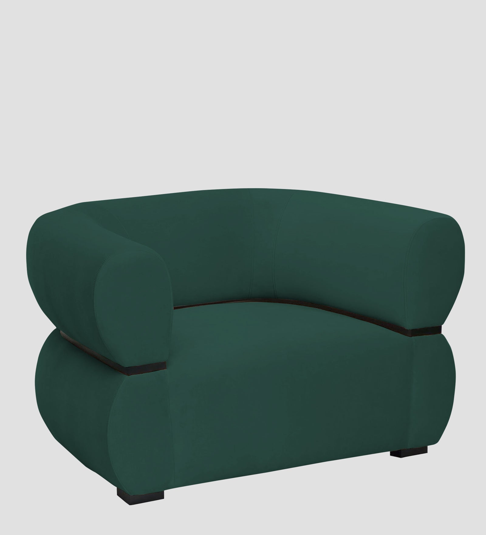 Kula Velvet 1 Seater Sofa In Amazon Green Colour