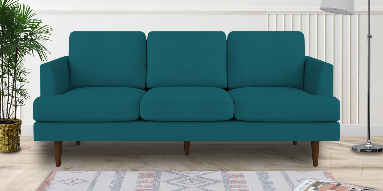 Motra Velvet 3 Seater Sofa in pine green Colour