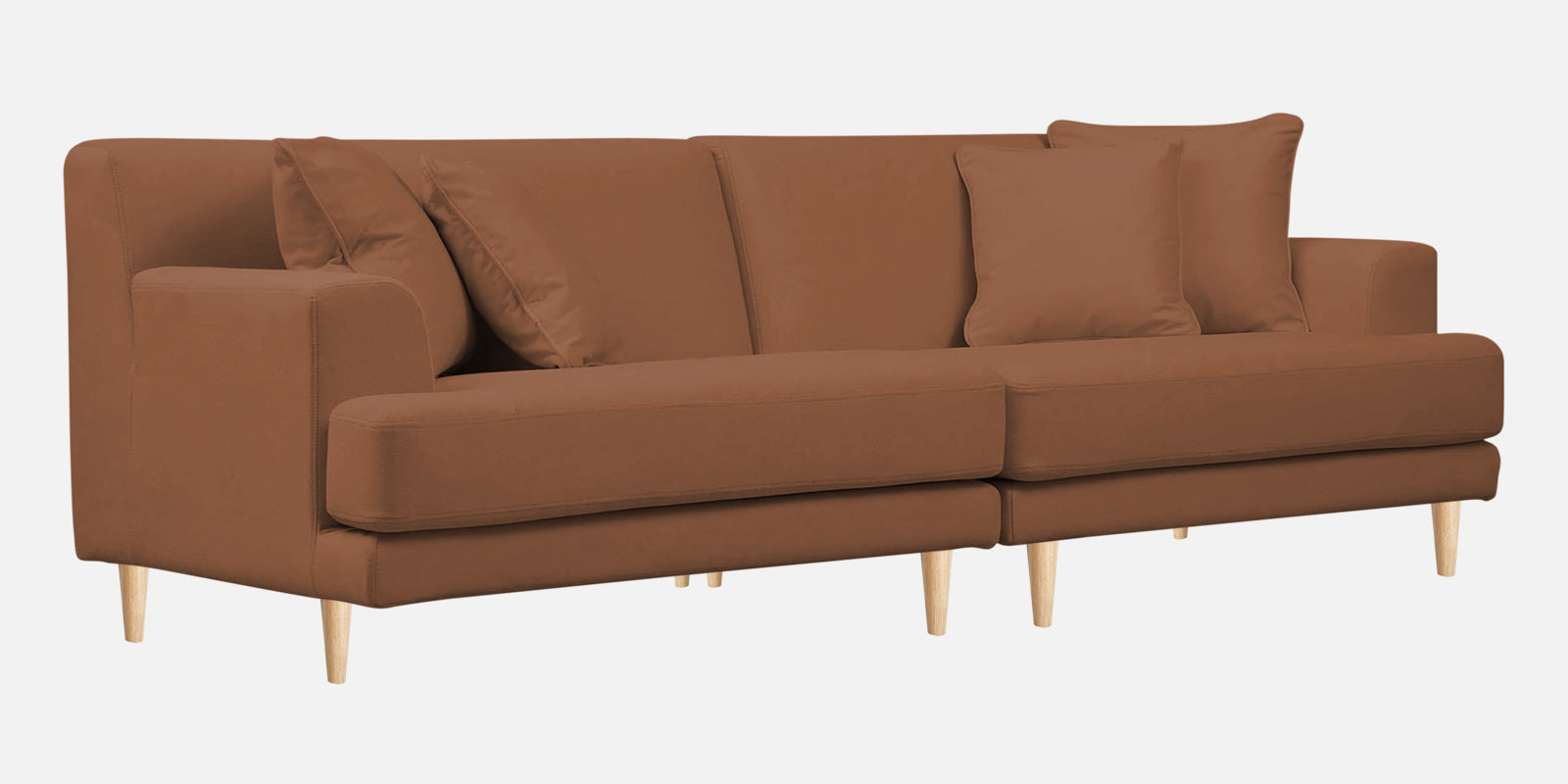 Woody Fabric 4 Seater Sofa in Caramel Beige Colour