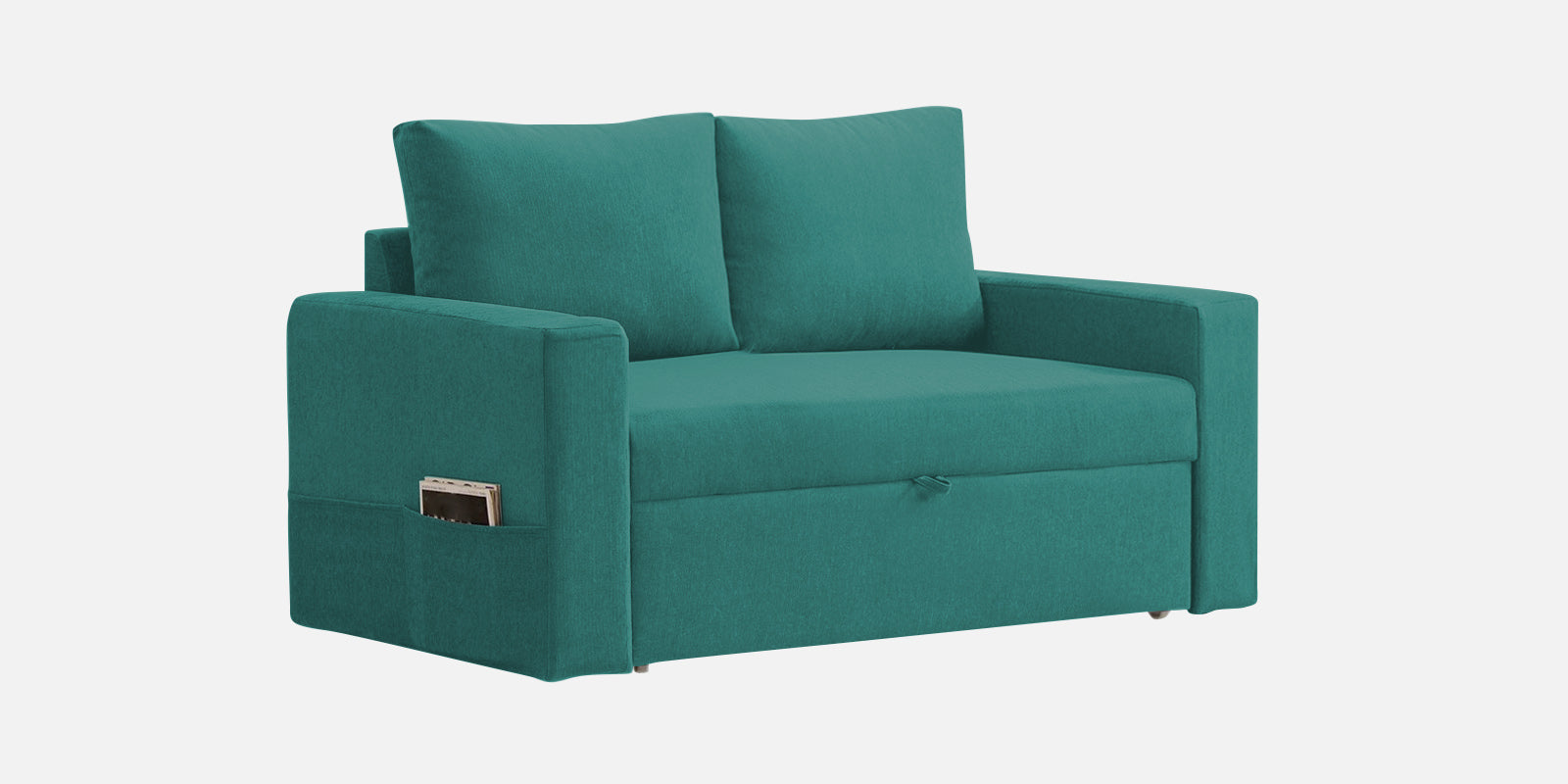 Kara Fabric 2 Seater Pull Out Sofa Cum Bed in Sea Green Colour