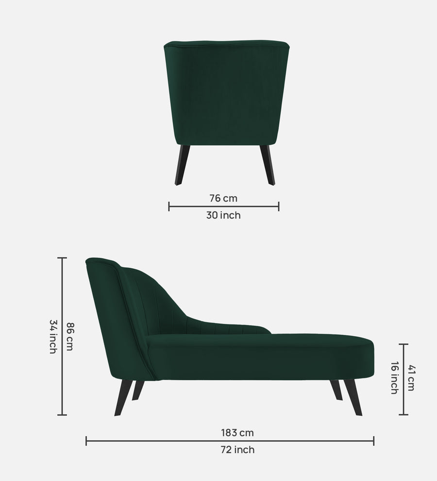 Flora Velvet Rhs Chaise Lounger In Forest Green Colour - Febonic Living