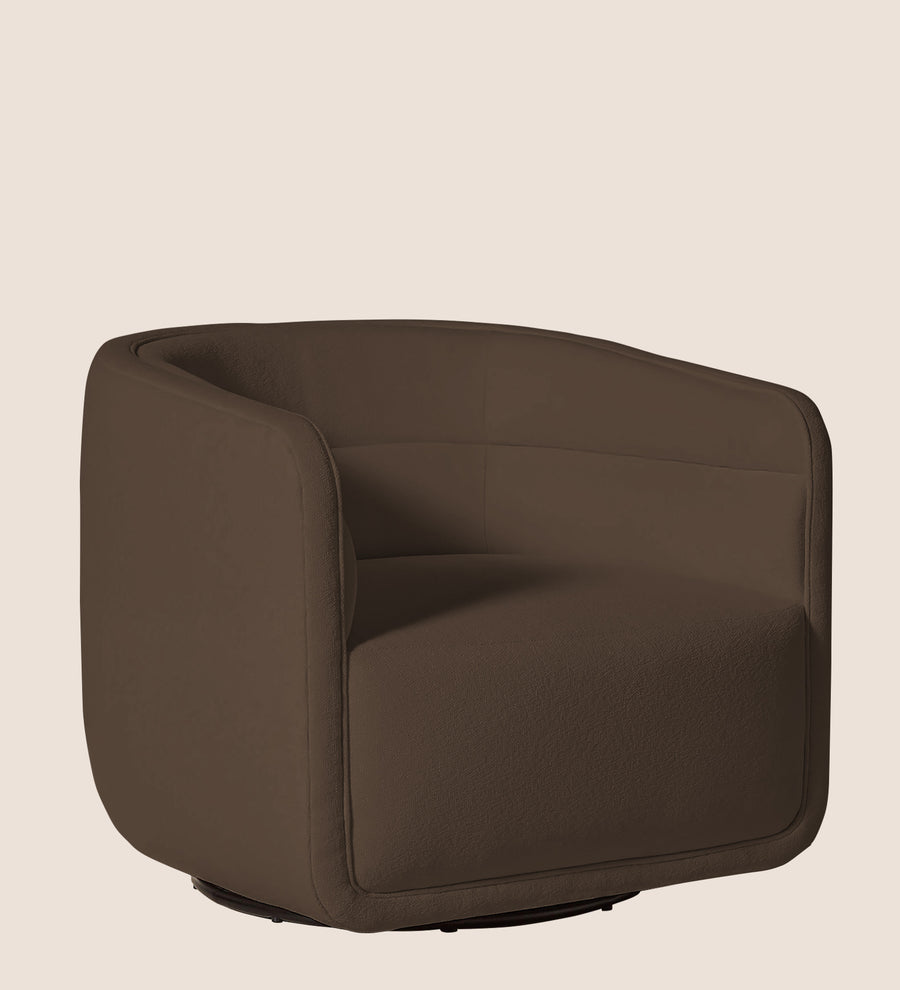 Ria Fabric Swivel Chair In Rosy Brown Colour - Febonic Living