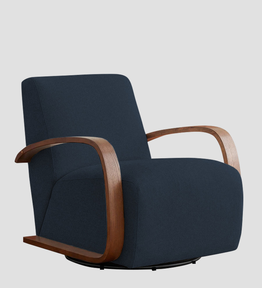 Balma Fabric Swivel Chair In Denim Blue Colour - Febonic Living