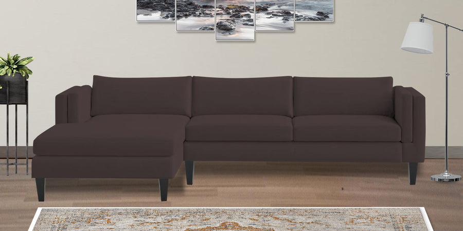Jasper Velvet Rhs Sectional Sofa 3 Lounger In Mocha Brown Colour - Febonic Living