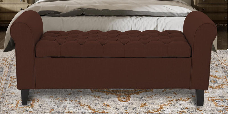 Nowia Fabric 3 Seater Recamier In Coffee Brown Colour With Storage - Febonic Living