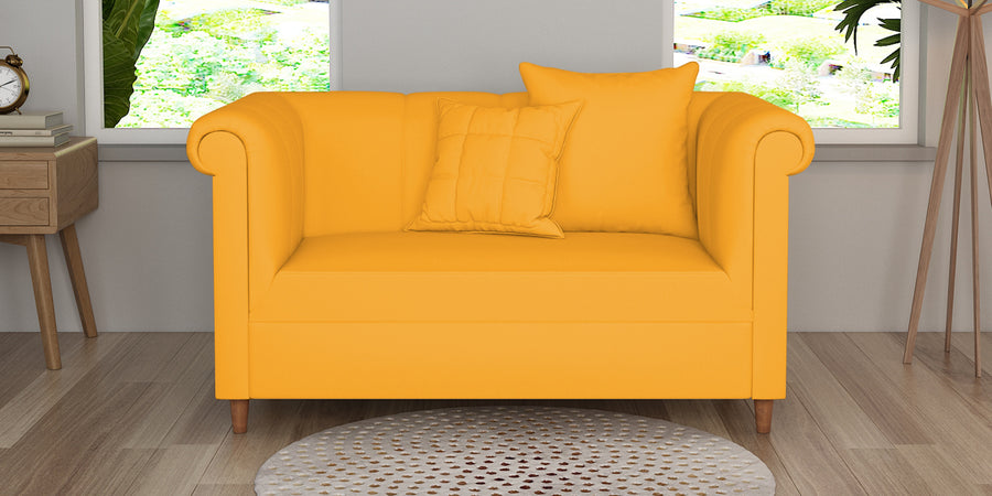 Rubi Velvet 2 Seater Sofa In Safforn Yellow Colour - Febonic Living