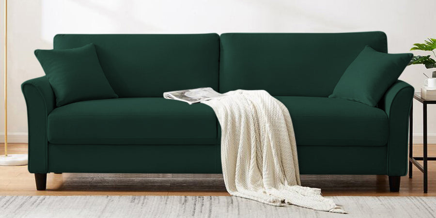 Daroo Velvet 3 Seater Sofa In Forest Green Colour - Febonic Living