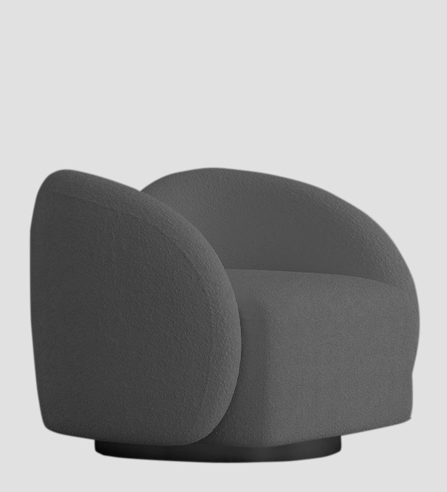 Miles Boucle Fabric Swivel Chair In Lava Grey Colour - Febonic Living