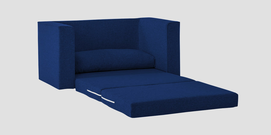 Kenia Fabric 2 Seater Foldable Sofa Cum Bed In Royal Blue Colour - Febonic Living