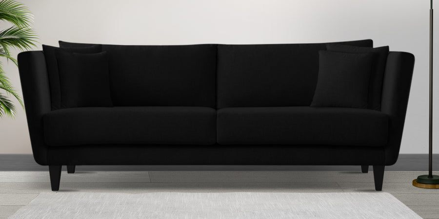 Norway Velvet 3 Seater Sofa In Adam Black Colour - Febonic Living