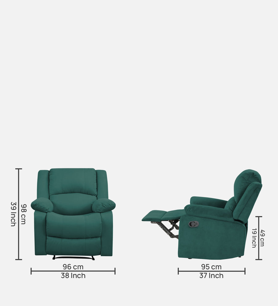 Lexi Fabric 1 Seater Motorized Recliner In Pine Green Colour - Febonic Living