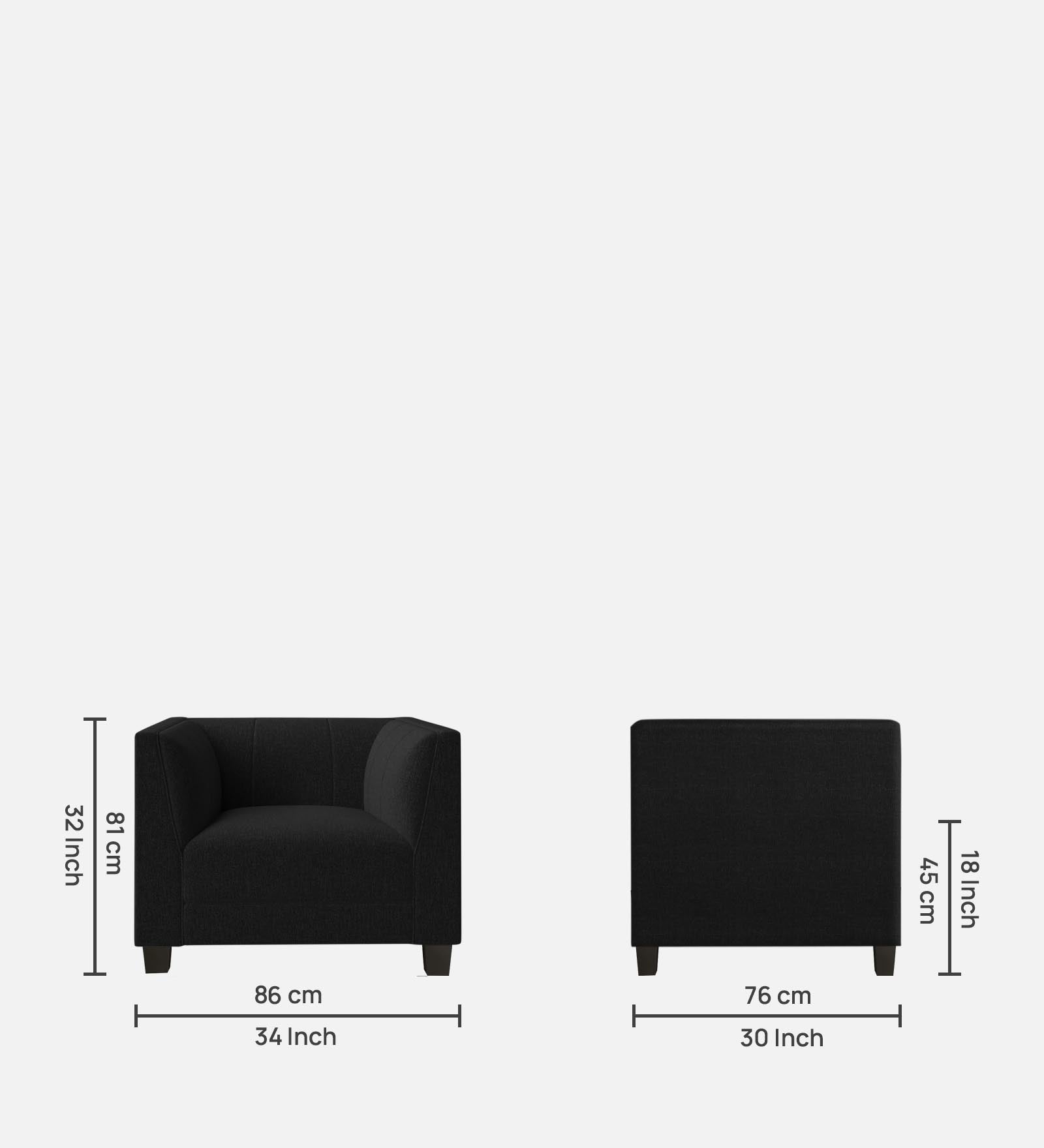 Chastin Fabric 1 Seater Sofa in Zed Black Colour