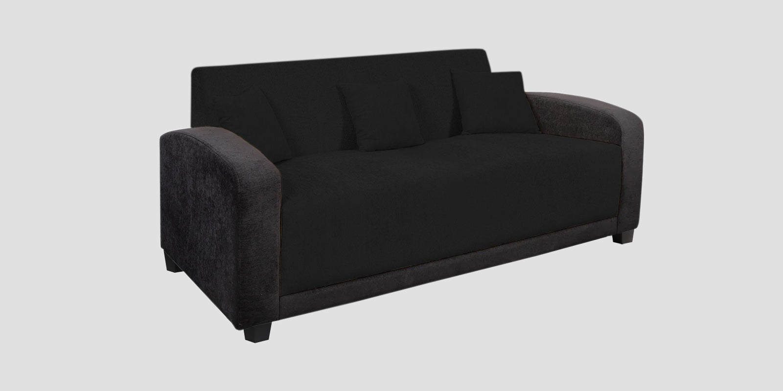 Alex Fabric 3 Seater Sofa In Zed Black Colour