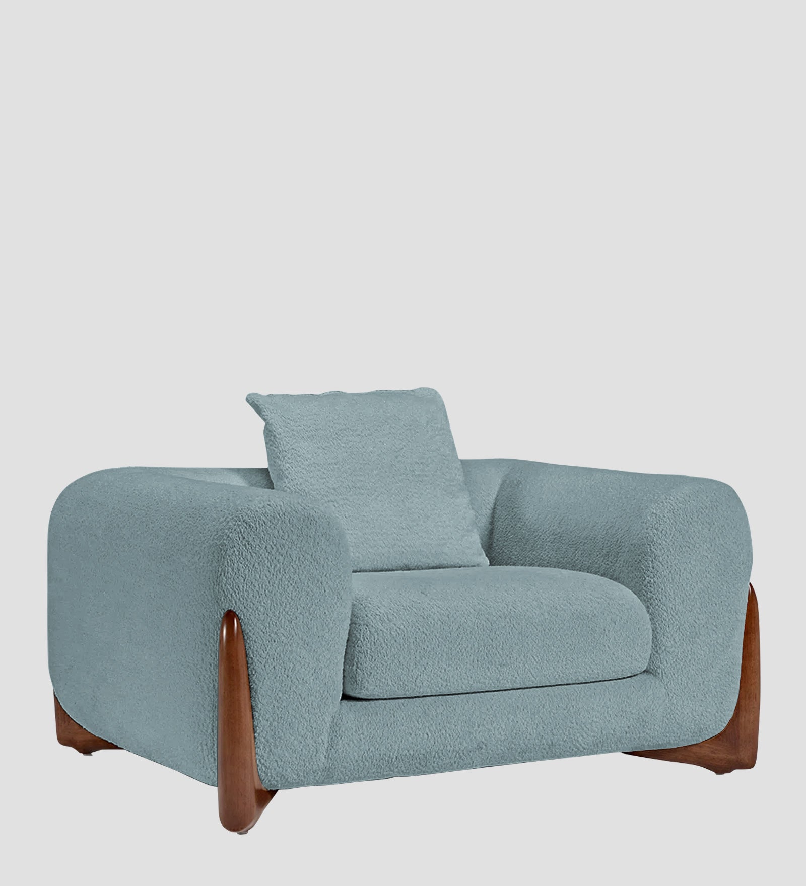 Boko Boucle 1 Seater Sofa In Stormy Blue Colour - Febonic Living