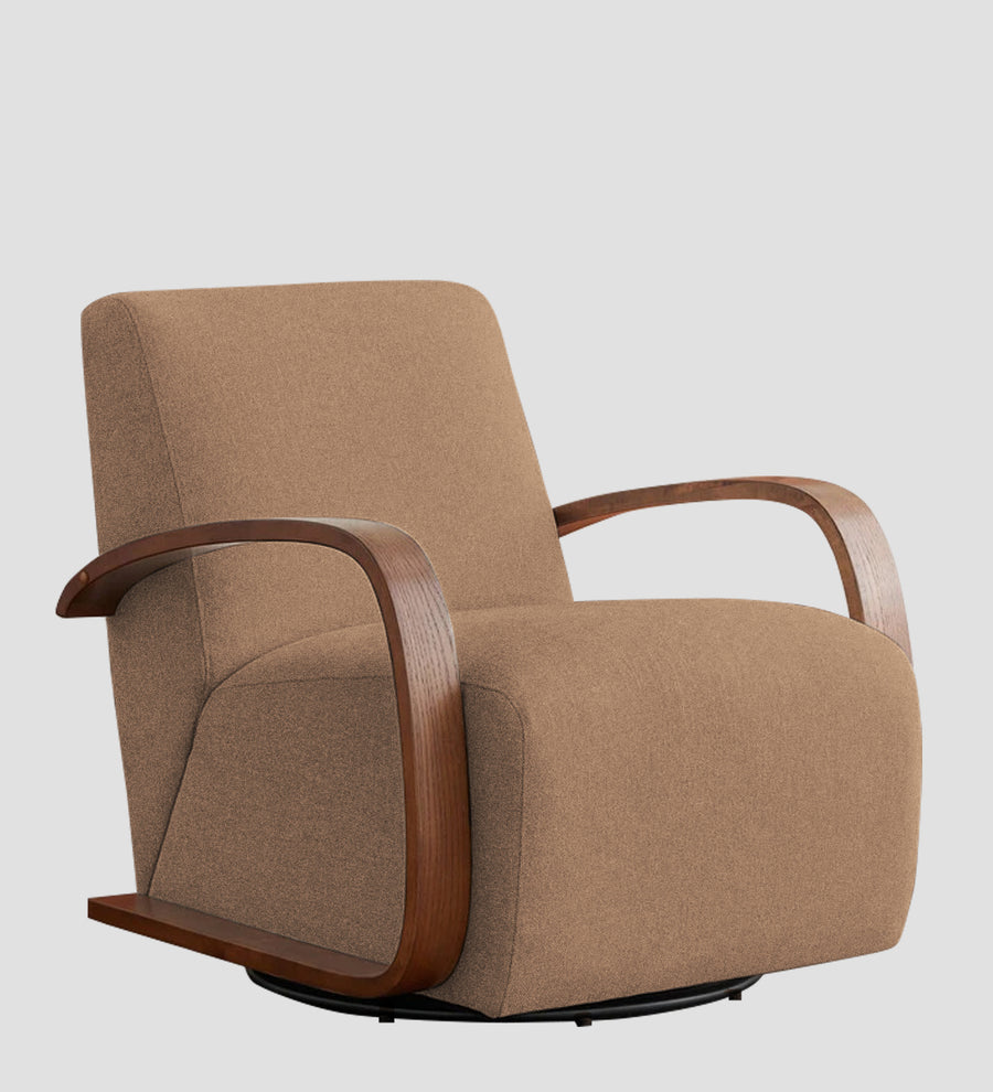 Balma Fabric Swivel Chair In Cosmic Beige Colour - Febonic Living