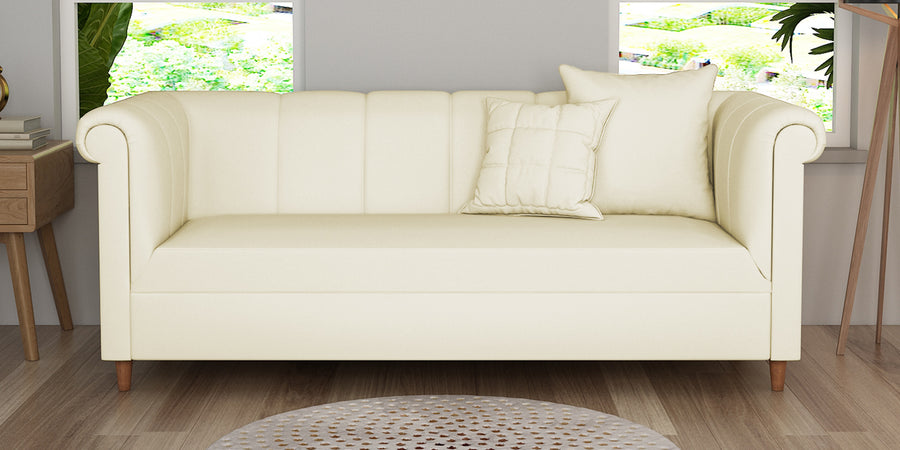Rubi Velvet 3 Seater Sofa In Warm White Colour - Febonic Living