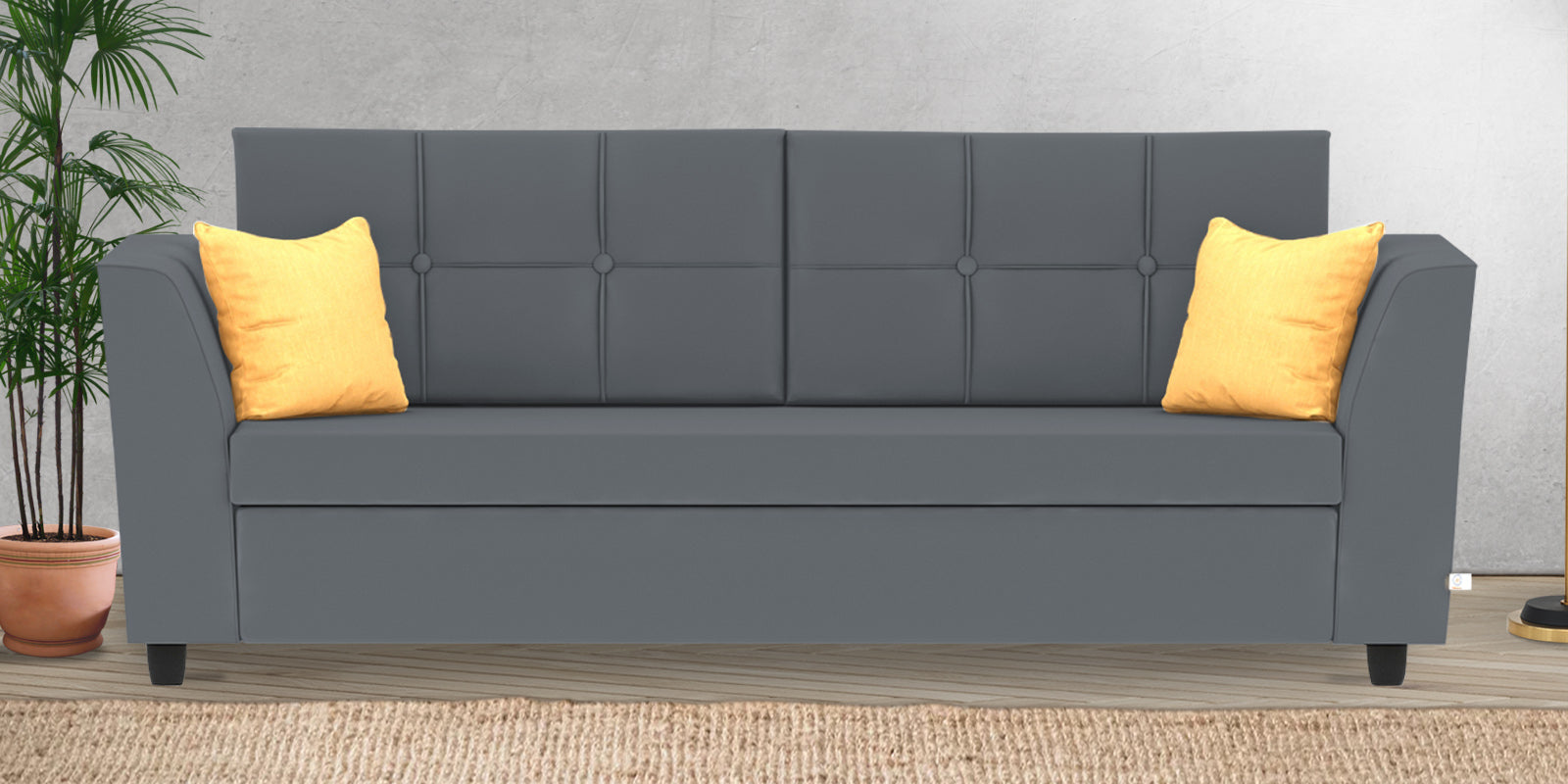 Nestin Velvet 3 Seater Sofa in Pubble Grey Colour